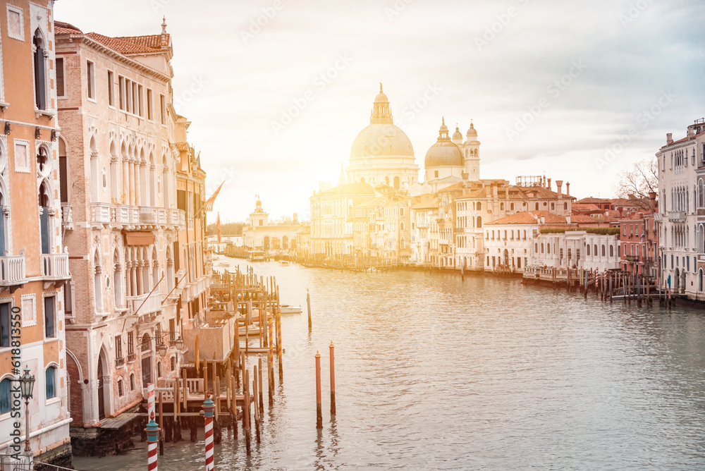 Grand canal in Venice, Italy on sunset