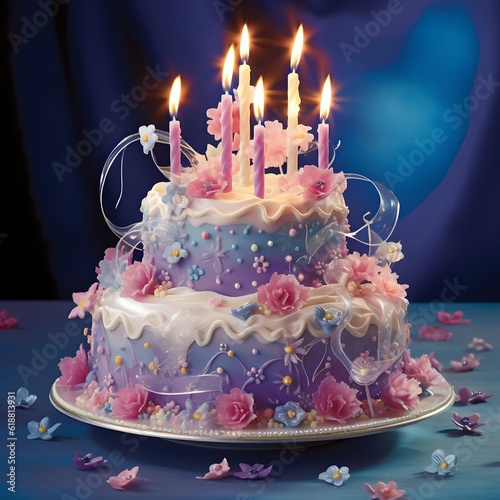 Tableau sur toile birthday cake with candles
