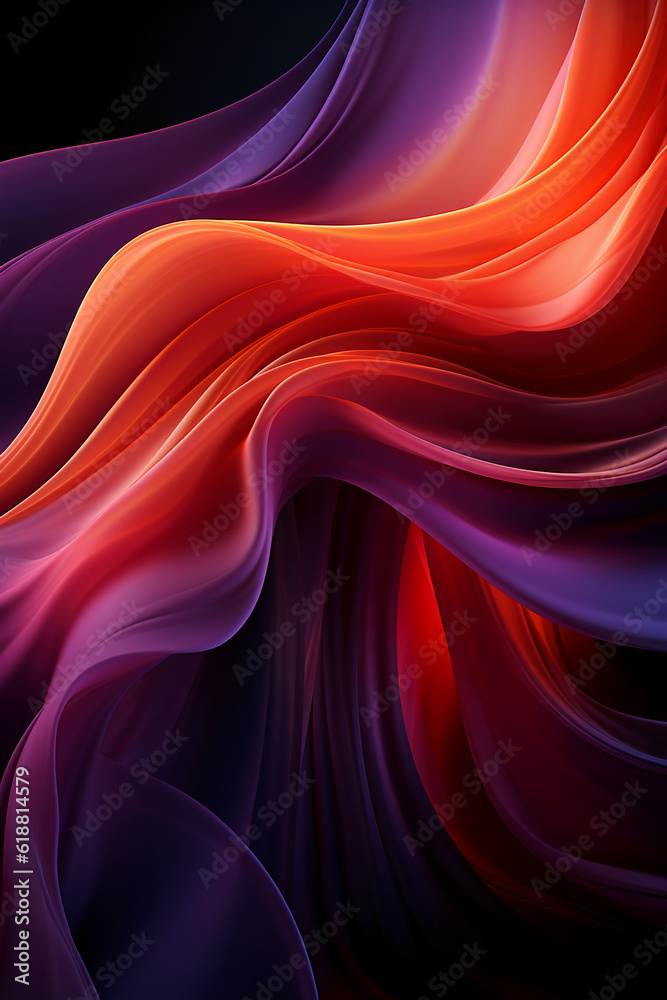 Obraz premium Dark magenta and orange wave abstract backgrounds for wallpaper. AI generative