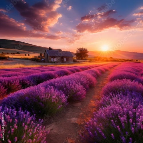 landscape of a lavender field on a stormy day © jechm
