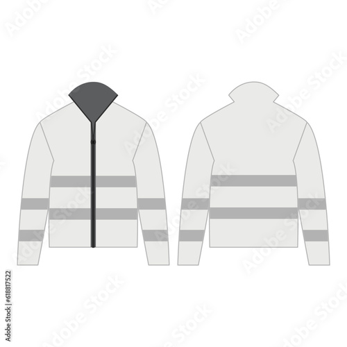 White high visibility fleece outdoor jacket isolated vector on the white background	
