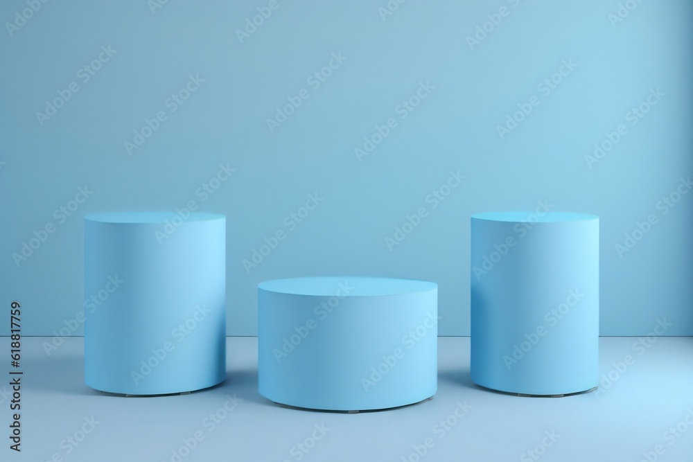 blue cylinder podium pedestal product display platform for product placement background