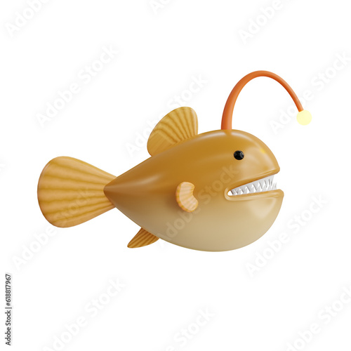 3d Anglerfish. icon isolated on white background. 3d rendering illustration