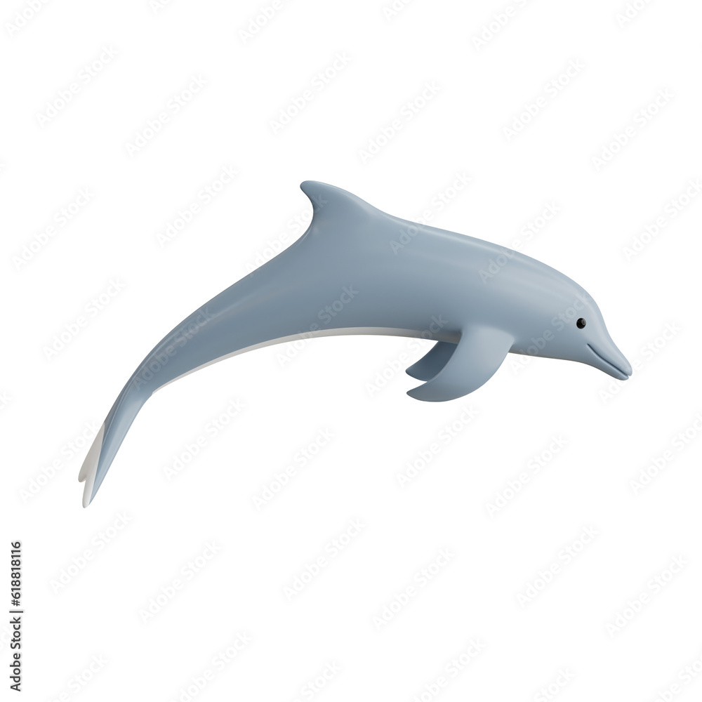 Obraz premium 3d Dolphin. icon isolated on white background. 3d rendering illustration