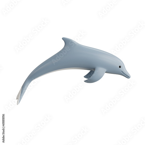 3d Dolphin. icon isolated on white background. 3d rendering illustration