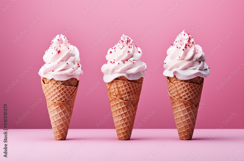 ice cream cones minimal color background Generative AI