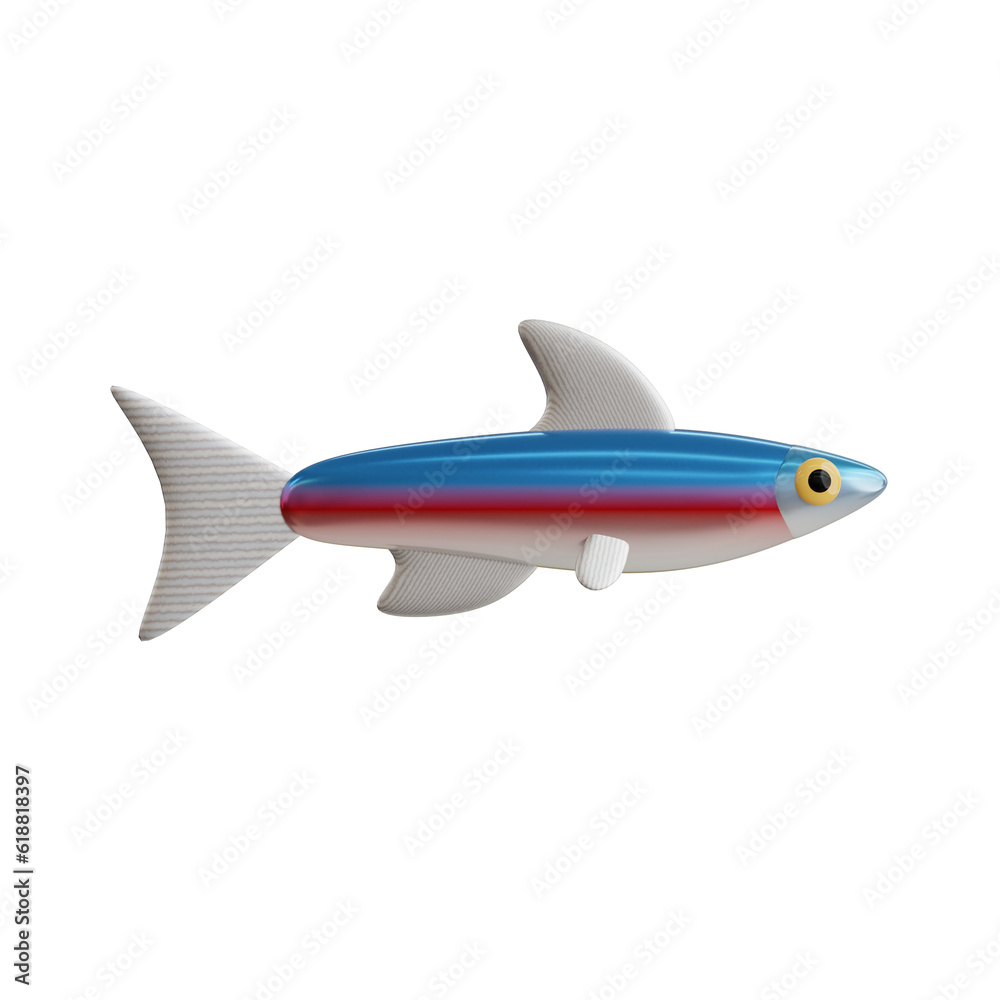 3d Neon Tetra. icon isolated on white background. 3d rendering illustration 3d Neon Tetra. icon isolated on white background. 3d rendering illustration