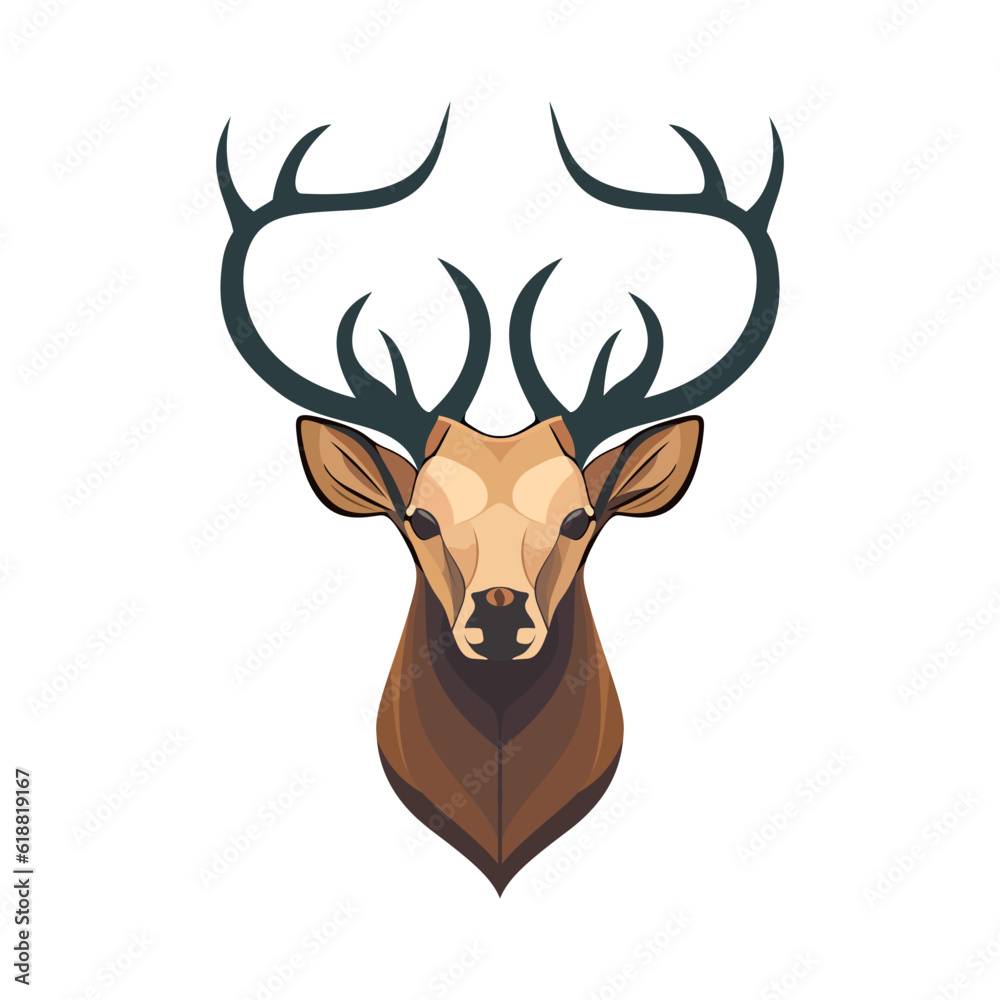 Fototapeta premium Deer head logo design. Abstract drawing deer with horns. Cute cartoon deer