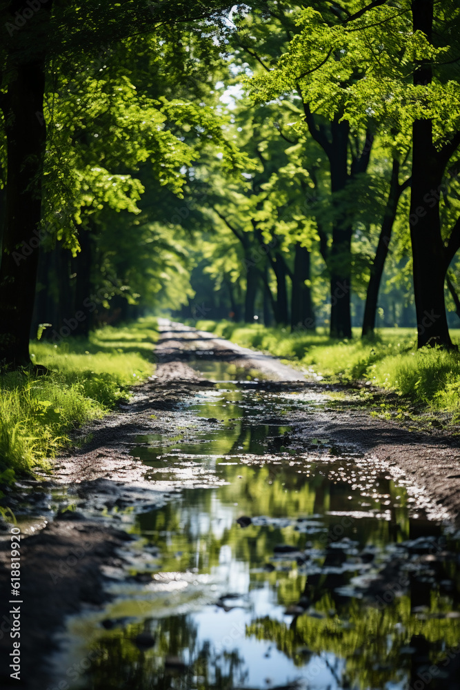Summer, The sun shines brightly, Forest path. AI generative Summer, The sun shines brightly, Forest path. AI generative