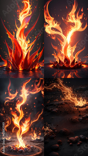 set flame vertical  background with generative AI technology