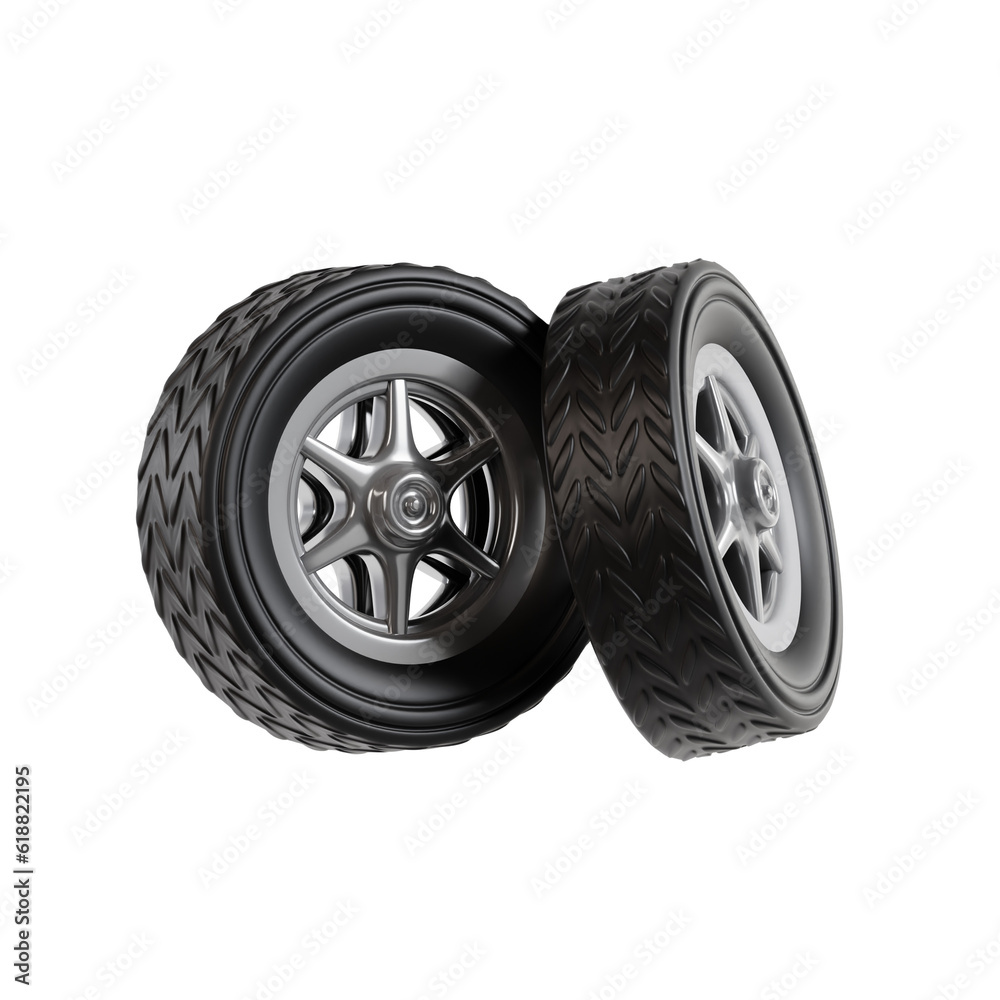3D Wheels. icon isolated on white background. 3d rendering illustration 3D Wheels. icon isolated on white background. 3d rendering illustration