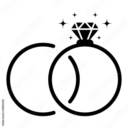 Diamond engagement ring icon, diamond wedding ring