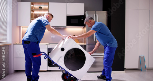 Schilderij op canvas Washing Machine Appliance Delivery And Install
