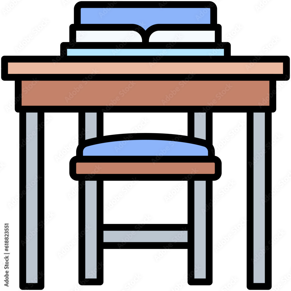 School chair and table icon, High school related vector illustration School chair and table icon, High school related vector illustration