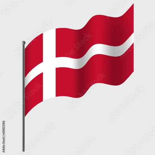 Free Download Waved Denmark flag. Danish flag on flagpole. Vector emblem of Denmark - GFXLoad