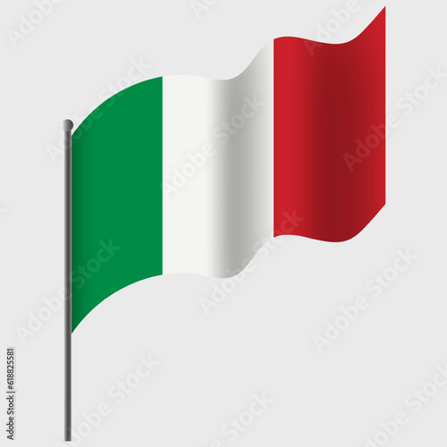 Free Download Waved Italy flag. Italian flag on flagpole. Vector emblem of Italy. - GFXLoad