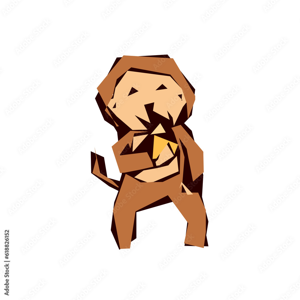 Obraz premium cartoon of monkey with edge line and transparent background