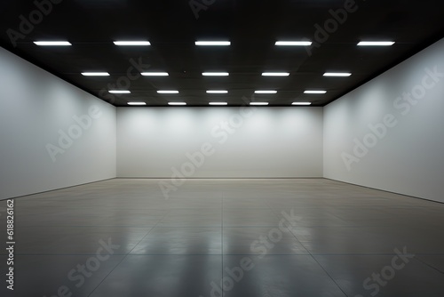 Empty Space Spotlight. Illuminated Empty Space with a Spotlight Effect in Showroom Setting