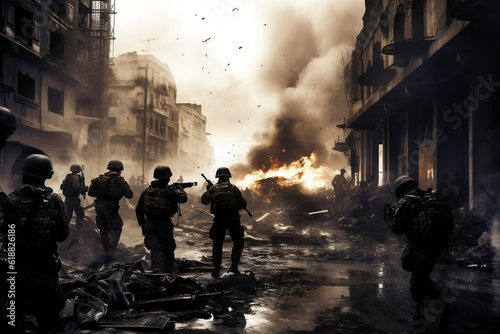 soldiers suppress the urban uprising