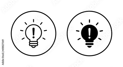 Exclamation mark bulb icon vector isolated on circle line