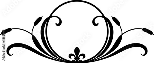 decorative round frame with floral element 
