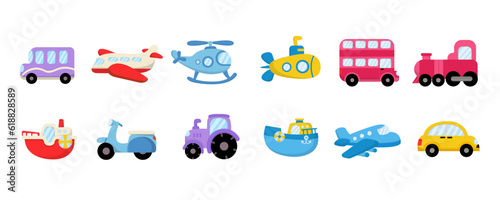 Cute collection colorful cars