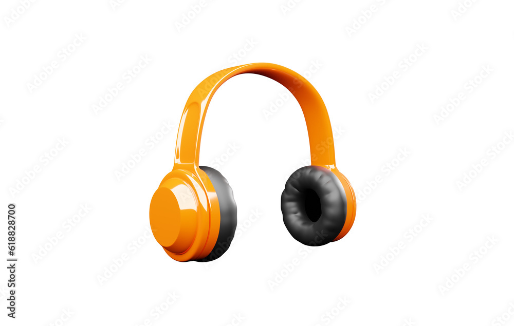 Naklejka premium Orange headphones isolated on transparent background