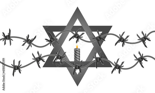 Day of Remembrance of the Jewish Genocide during World War II, vector art illustration.