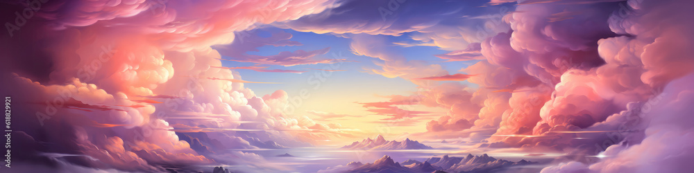 Ethereal Clouds In Soft Pastel Shades. Generative AI