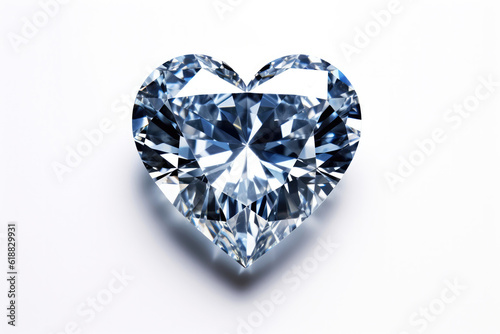 Heart Shape Of Diamond On White Background. Generative AI