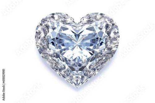 Heart Shape Of Diamond Stone Fractal On White Background. Generative AI