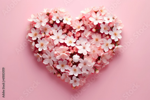Heart Shape Of Cherry Blossoms Pastel Pink. Mothers Day, Day Womens, Day Valentines. Generative AI