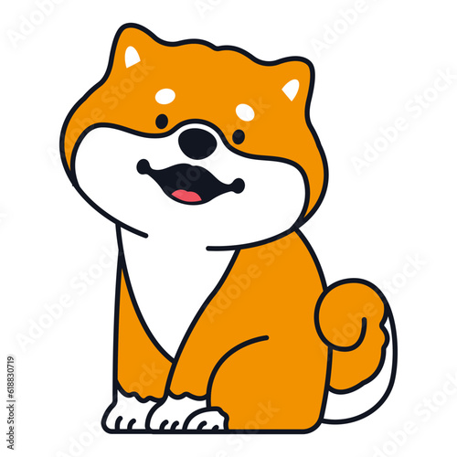 Shiba inu dog sitting vector illustration isolated on a white background.