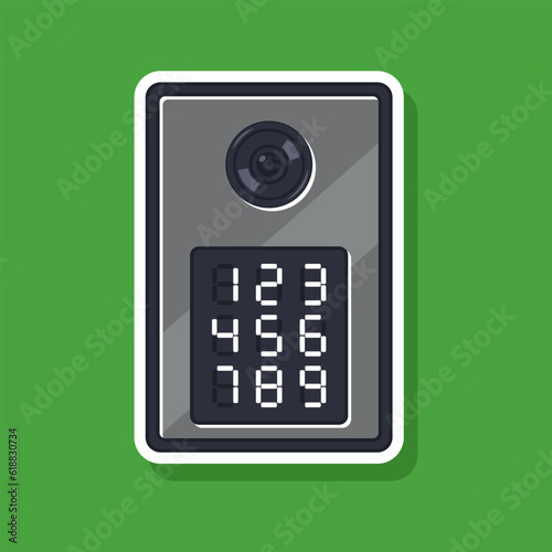 Keyless door lock vector cartoon illustration isolated on background.