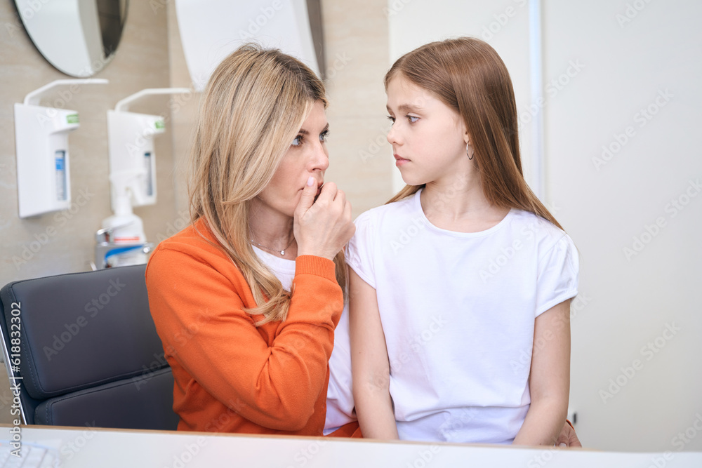 Shocked mother scared of little daughter diagnosis Shocked mother scared of little daughter diagnosis