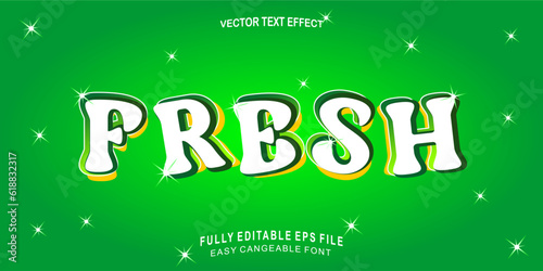 Fresh text effect template with 3d style on fresh green background use for logo and business branding