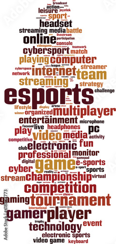 Esports word cloud concept. Collage made of words about esports. Vector illustration 