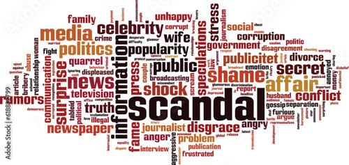 Scandal word cloud concept. Collage made of words about scandal. Vector illustration 