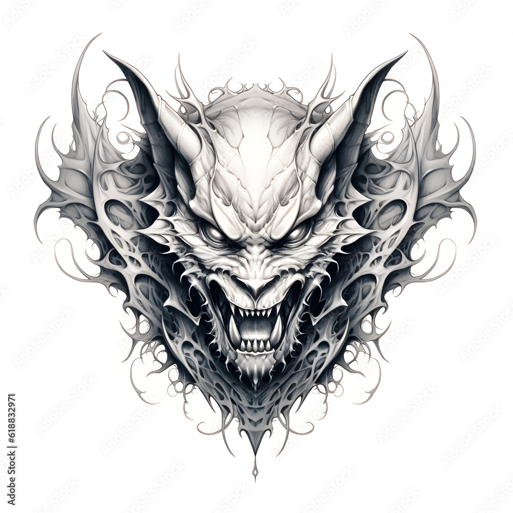 tattoo flash design of a gargoyle, in black and white ink tattoo style, clean white background tattoo flash design of a gargoyle, in black and white ink tattoo style, clean white background