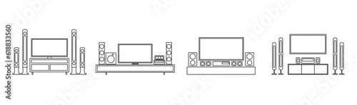 Bild auf Leinwand Simple set of home theater flat vector icon line