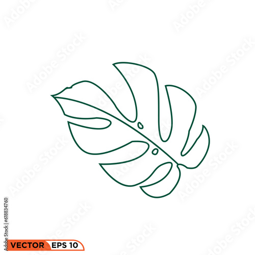 Leaf line style icon vector graphic of template