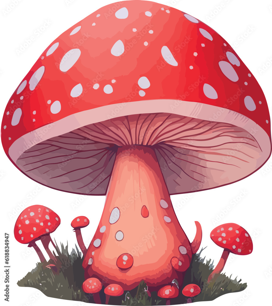 cute red mushroom cartoon isolated on white background vector