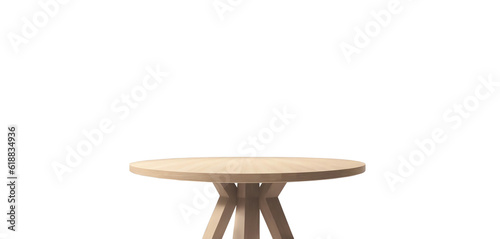 wooden round table isolated photo