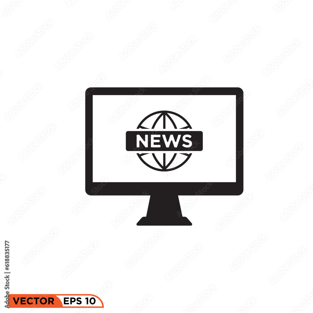 Monitor news icon vector graphic of template Monitor news icon vector graphic of template