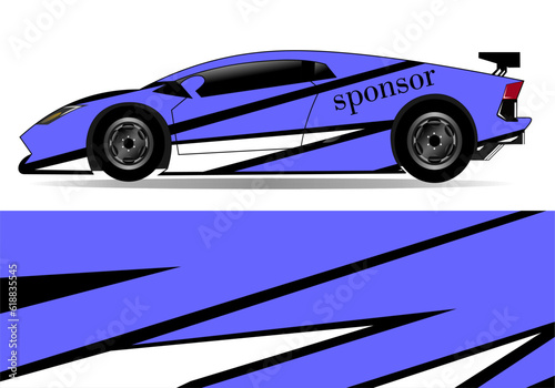 Abstract background blue racing sports car for the design of sticker wrap and vehicle livery