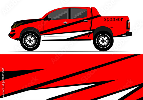 black and red base colorVan wrapper design. Wrap  sticker  and decal design in vector format