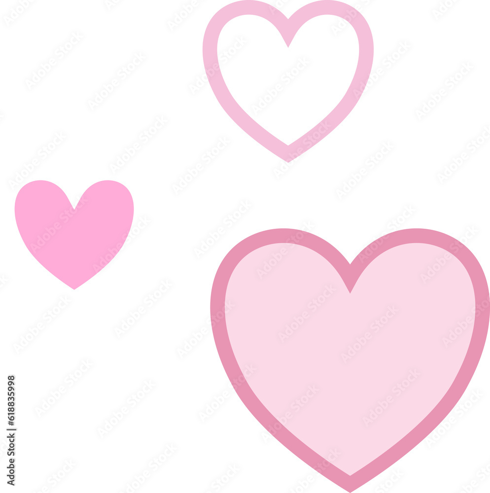 cute kawaii pink heart shape element decoration