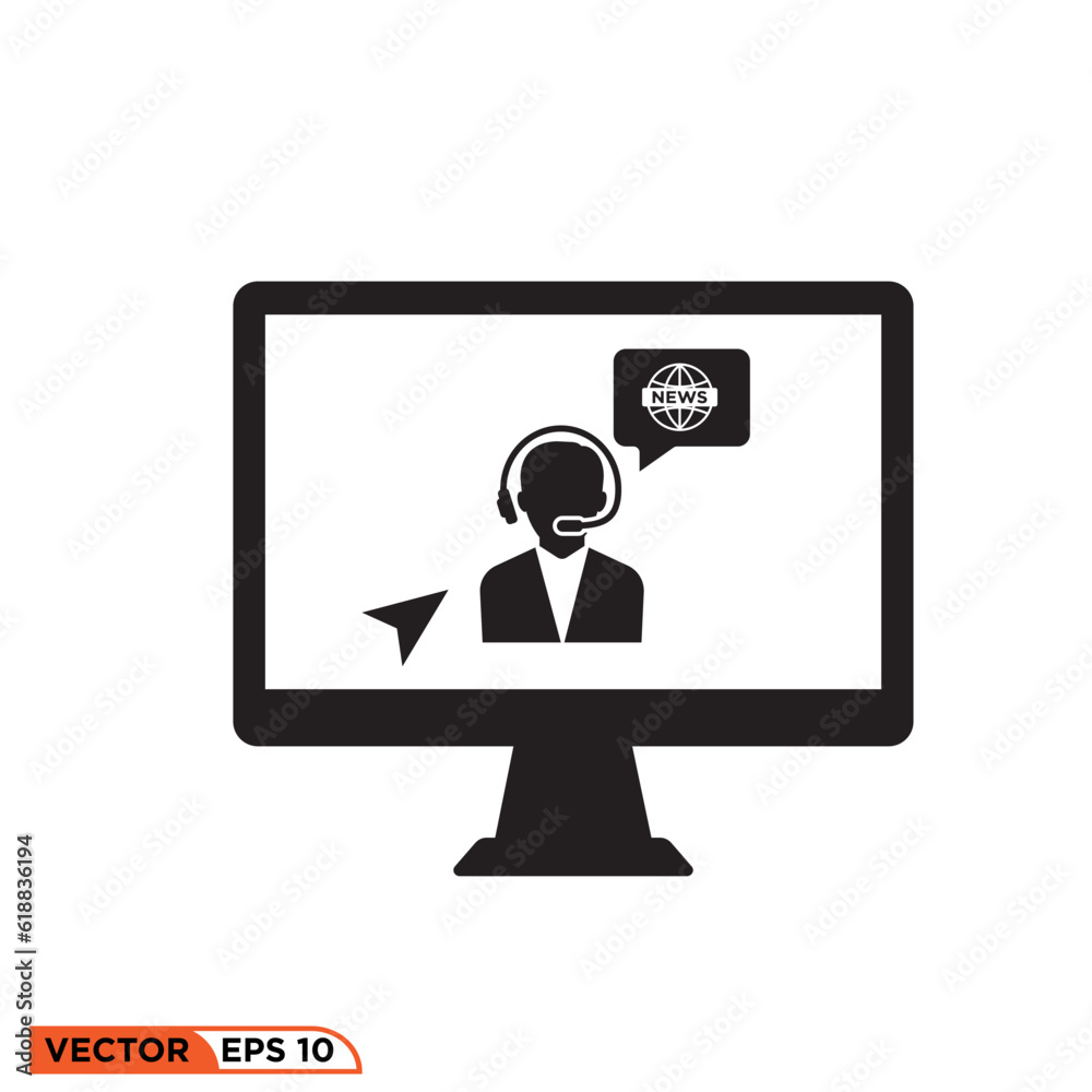 Live news anchor icon vector graphic of template Live news anchor icon vector graphic of template