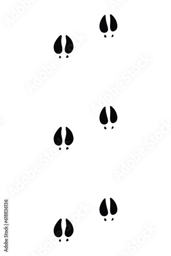 Animals feet track. Cow black paw, walking feet silhouette or footprints. Trace step imprints isolated on white. Walking tracks paws illustration
