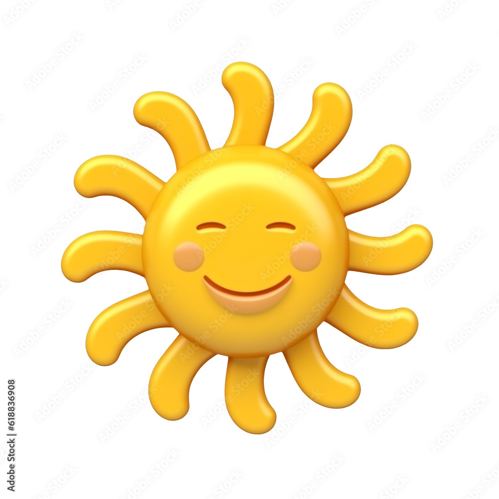 Happy smiling sun face. 3d icon created with Generative Ai technology